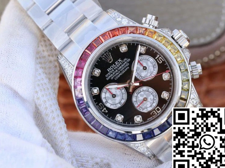 116595RBOW Black Daytona Rolex BL Cosmograph Dial Factory Rainbow 1225